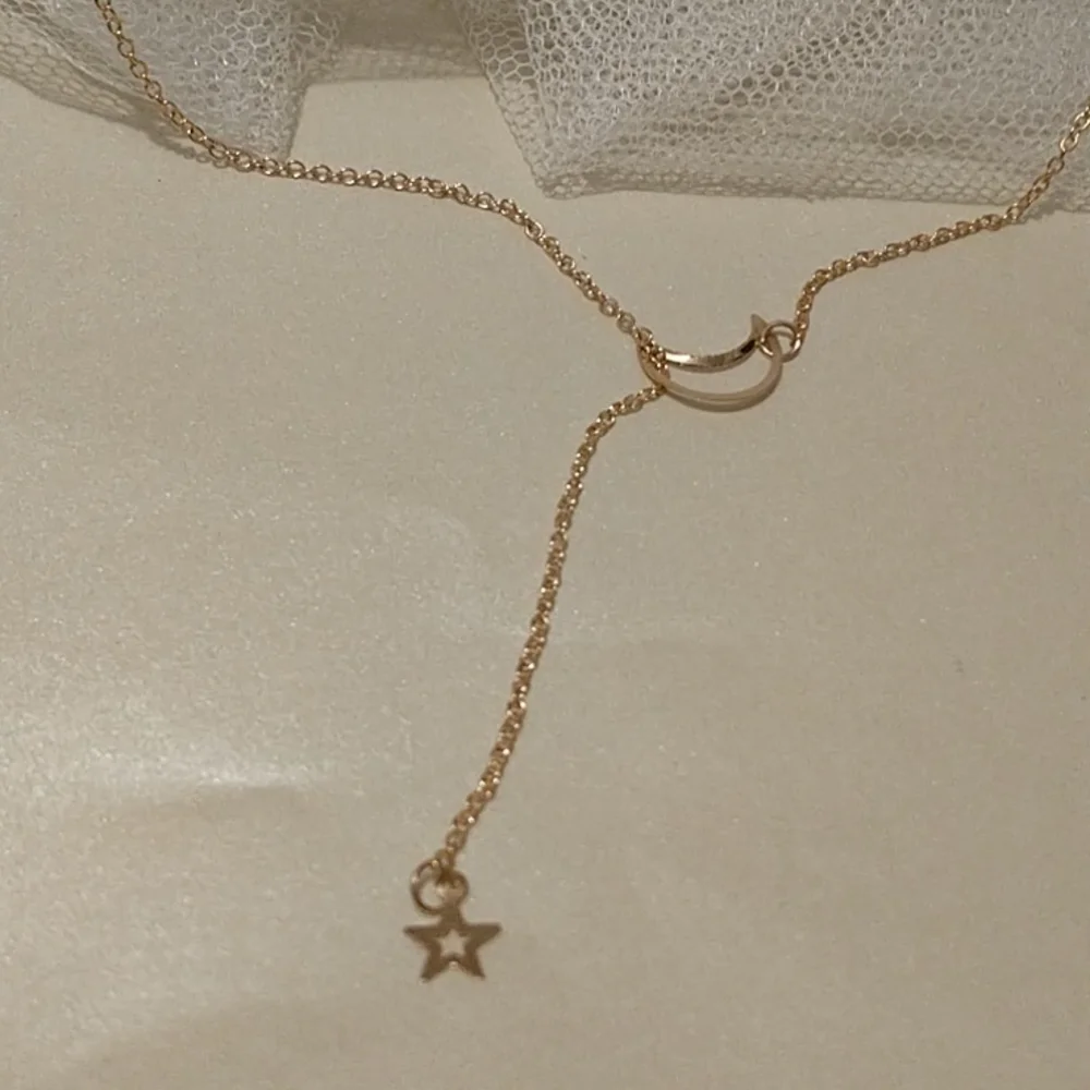 Gold Moon and Star Y Necklace! - Picture 2 of 8